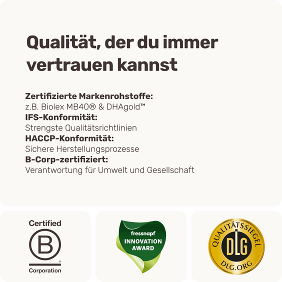 Hunde Fellpflege-Snack Shiny Hair Qualitätsversprechen