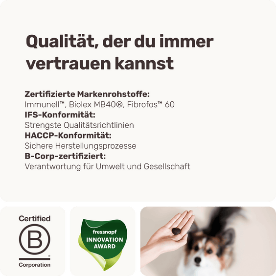 Hunde Zellpowersnack Long Life Qualitätsversprechen
