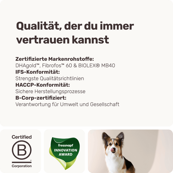 Hunde Beruhigungspulver Relax Time Topping Qualitätsversprechen