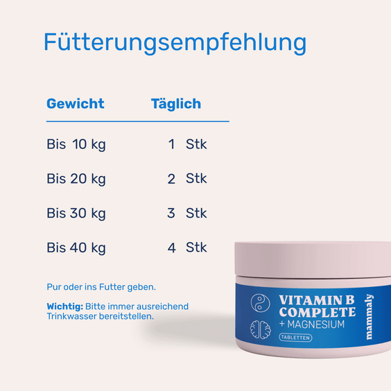 Vitamin B Komplex Tabletten mit Magnesium – Fütterungsempfehlung für Hunde